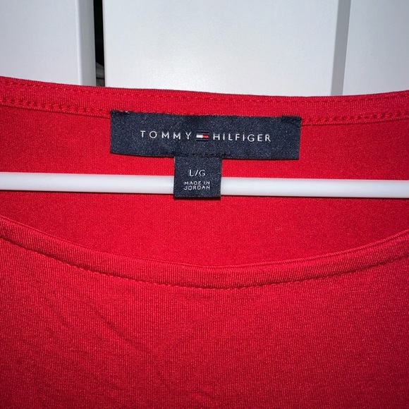 Tommy Hilfiger Red Boat Neck 3/4 Sleeve Pullover Top Blouse Women's Sz L - Picture 3 of 4